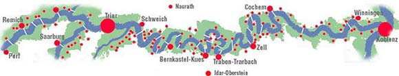 Karte Gebiete Mosel, Saar und Ruwer