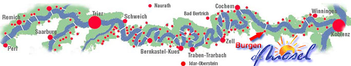 Karte Mosel mit Burgen Untermosel